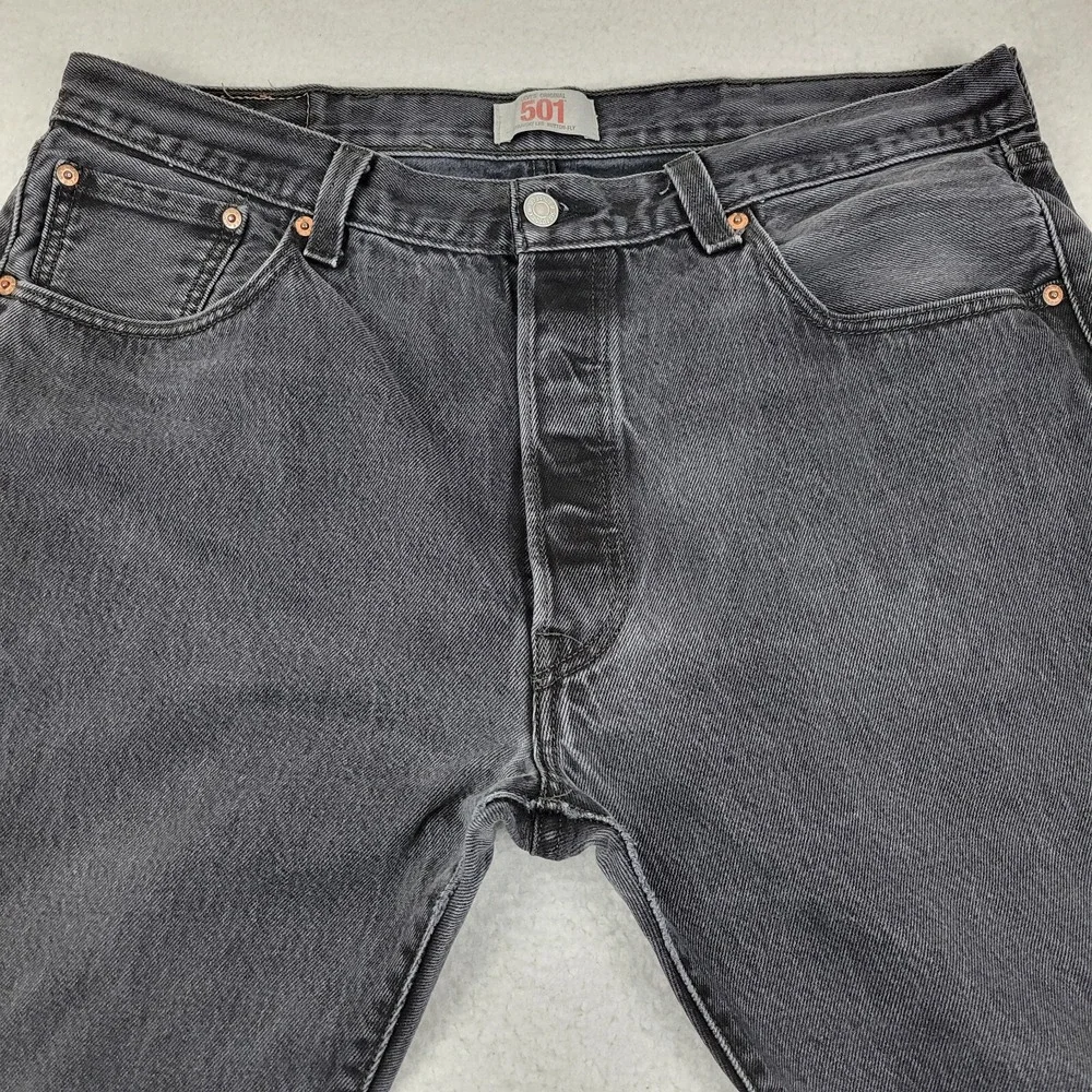 Levis 501XX Straight Leg‎ Jeans Mens 38 x 30 Black Cotton Denim Pants Faded